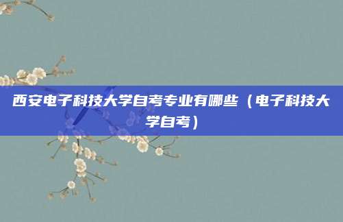 西安电子科技大学自考专业有哪些（电子科技大学自考）