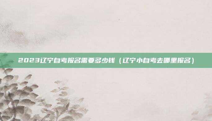 2023辽宁自考报名需要多少钱（辽宁小自考去哪里报名）