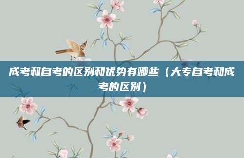 成考和自考的区别和优势有哪些（大专自考和成考的区别）