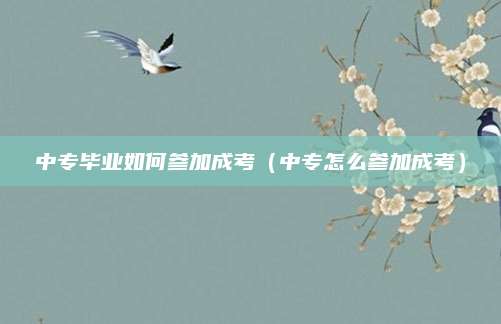 中专毕业如何参加成考（中专怎么参加成考）