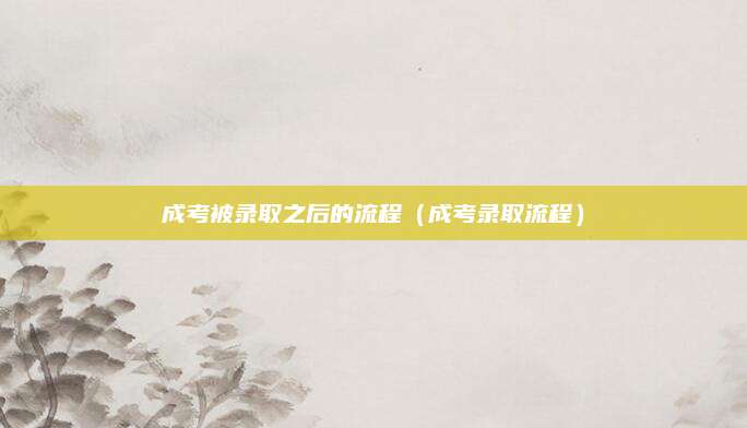 成考被录取之后的流程（成考录取流程）