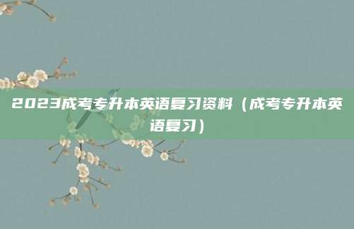 2023成考专升本英语复习资料（成考专升本英语复习）