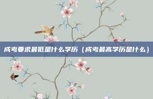 成考要求最低是什么学历（成考最高学历是什么）