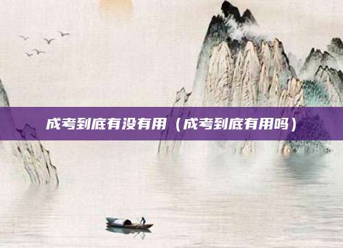 成考到底有没有用（成考到底有用吗）