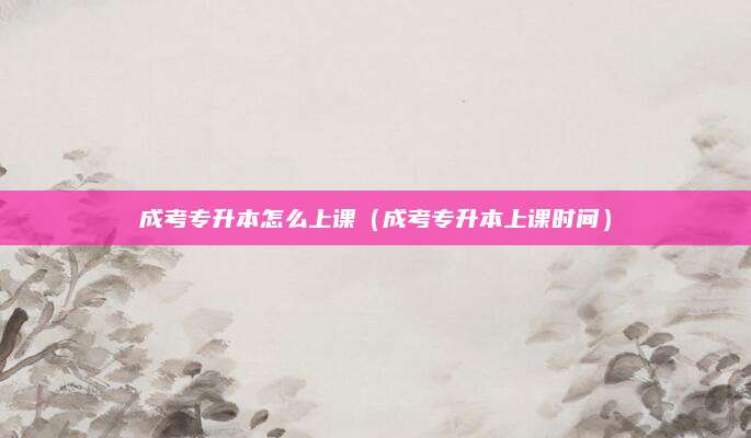 成考专升本怎么上课（成考专升本上课时间）