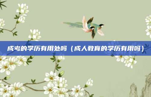 成考的学历有用处吗（成人教育的学历有用吗）
