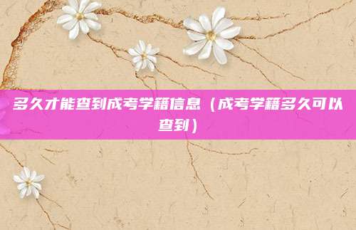 多久才能查到成考学籍信息（成考学籍多久可以查到）