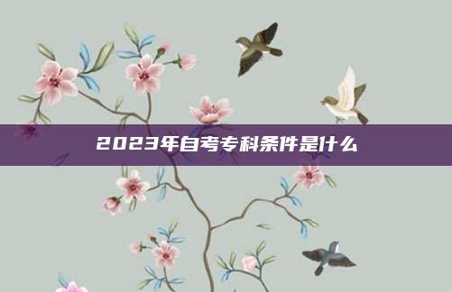 2023年自考专科条件是什么