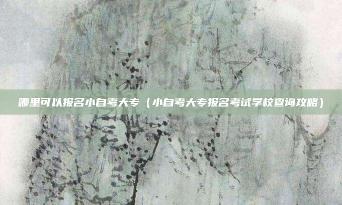 哪里可以报名小自考大专（小自考大专报名考试学校查询攻略）