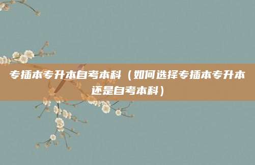 专插本专升本自考本科（如何选择专插本专升本还是自考本科）