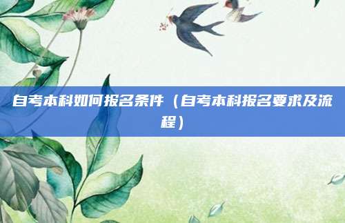 自考本科如何报名条件（自考本科报名要求及流程）