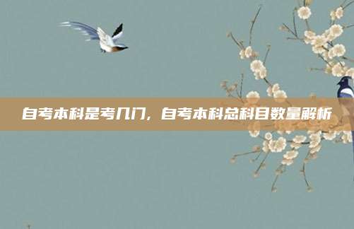 自考本科是考几门, 自考本科总科目数量解析