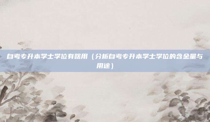 自考专升本学士学位有啥用（分析自考专升本学士学位的含金量与用途）