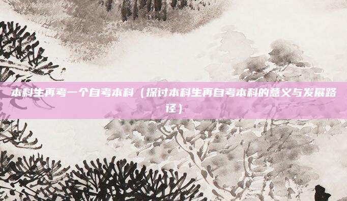 本科生再考一个自考本科（探讨本科生再自考本科的意义与发展路径）