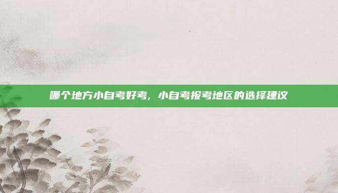 哪个地方小自考好考, 小自考报考地区的选择建议