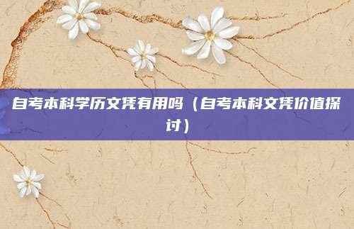 自考本科学历文凭有用吗（自考本科文凭价值探讨）