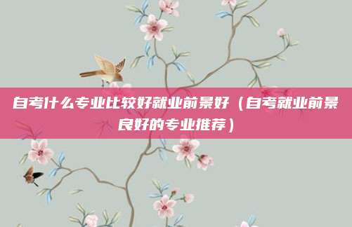 自考什么专业比较好就业前景好（自考就业前景良好的专业推荐）