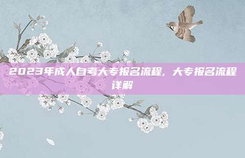 2023年成人自考大专报名流程, 大专报名流程详解