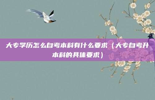 大专学历怎么自考本科有什么要求（大专自考升本科的具体要求）