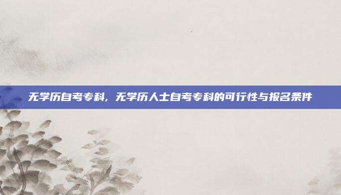 无学历自考专科, 无学历人士自考专科的可行性与报名条件