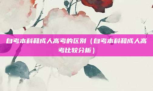 自考本科和成人高考的区别（自考本科和成人高考比较分析）