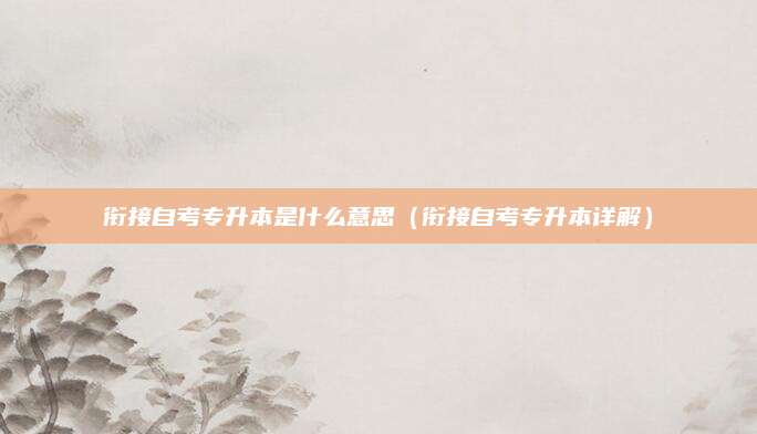 衔接自考专升本是什么意思（衔接自考专升本详解）