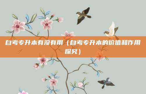 自考专升本有没有用（自考专升本的价值和作用探究）