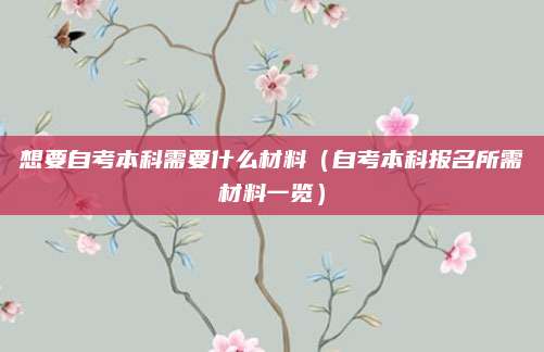想要自考本科需要什么材料（自考本科报名所需材料一览）