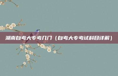 湖南自考大专考几门（自考大专考试科目详解）
