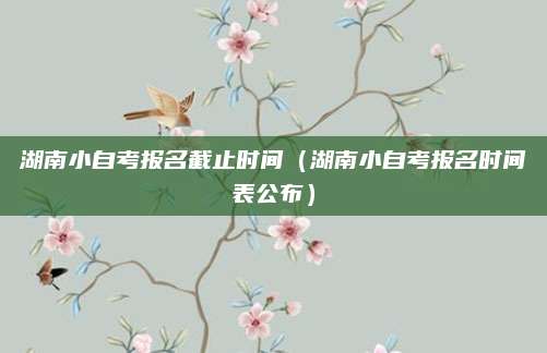 湖南小自考报名截止时间（湖南小自考报名时间表公布）