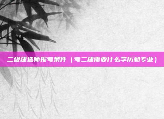 二级建造师报考条件（考二建需要什么学历和专业）
