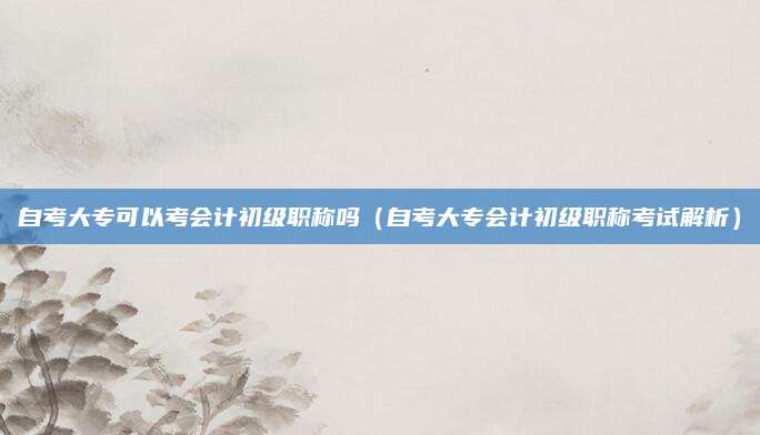 自考大专可以考会计初级职称吗（自考大专会计初级职称考试解析）