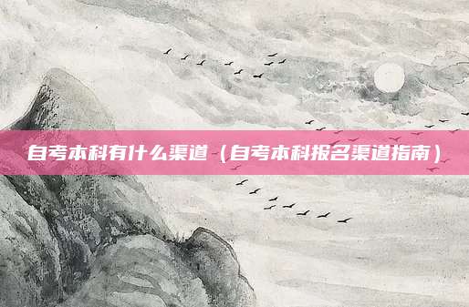自考本科有什么渠道（自考本科报名渠道指南）