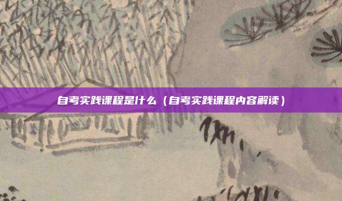 自考实践课程是什么（自考实践课程内容解读）