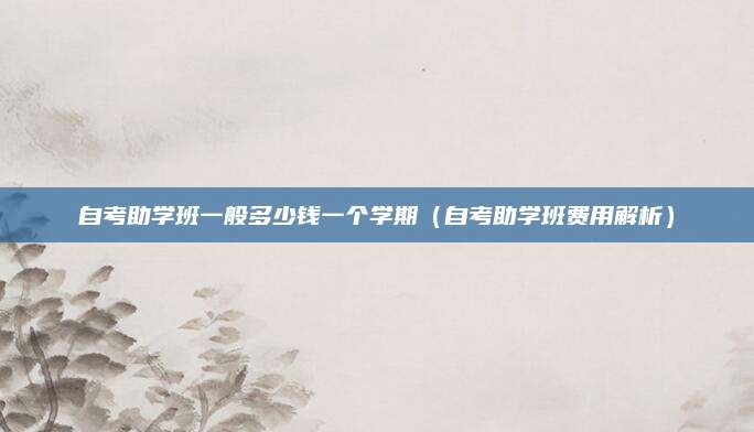 自考助学班一般多少钱一个学期（自考助学班费用解析）