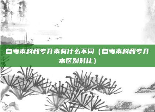 自考本科和专升本有什么不同（自考本科和专升本区别对比）